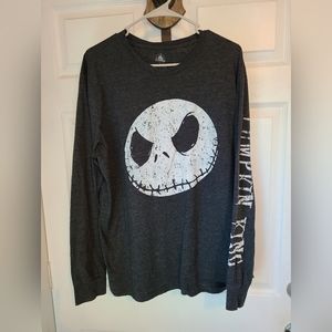 (823) Disney's Long Sleeve Pumpkin King T-Shirt, Size: XL Color: Black
